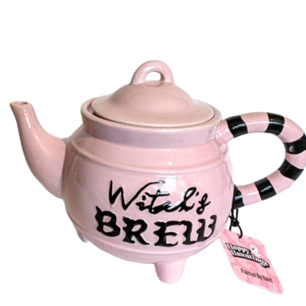 Pink Halloween Witch's Brew Teapot by Happy Haunting